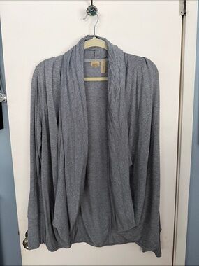 Zella Heather Gray Lightweight Open-Front Draped Cardigan - Sz L